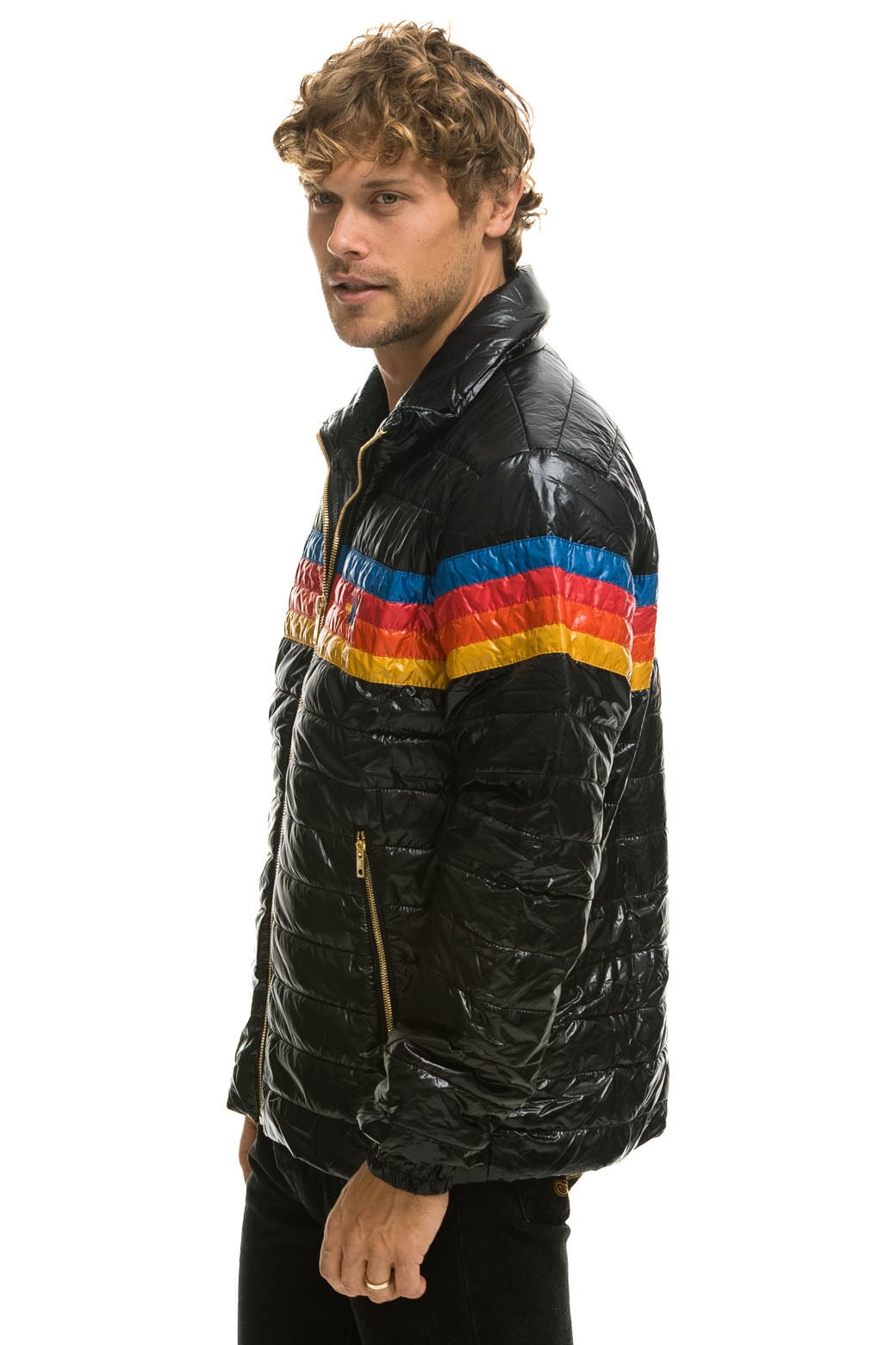 4 STRIPE TRAVELER JACKET - GLOSSY BLACK - Image 4