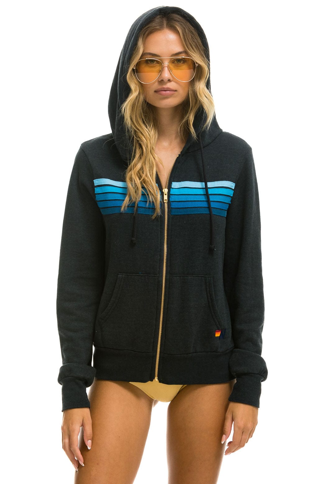 5 STRIPE HOODIE - CHARCOAL // BLUE - Image 5
