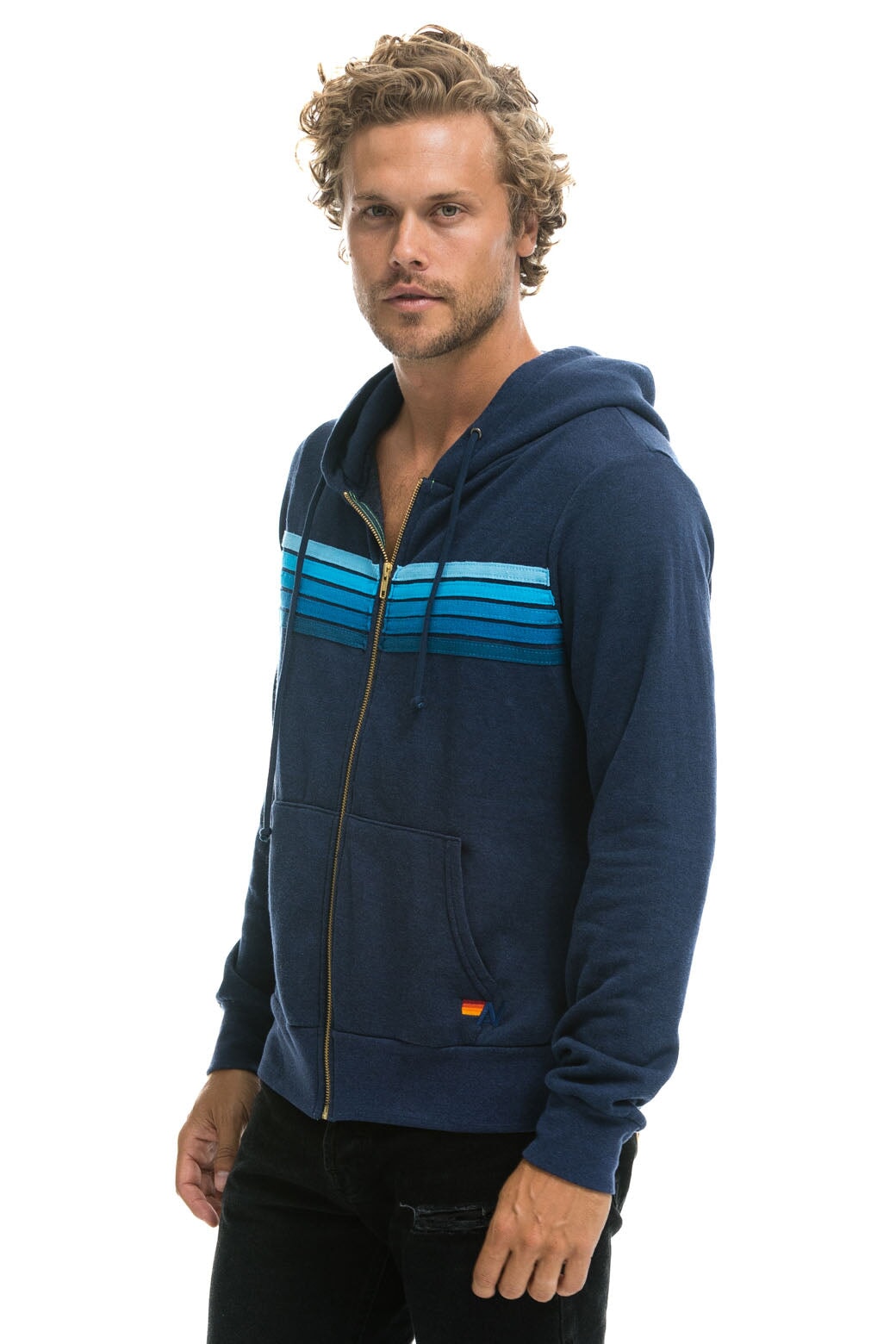 5 STRIPE HOODIE - NAVY // BLUE - Image 4
