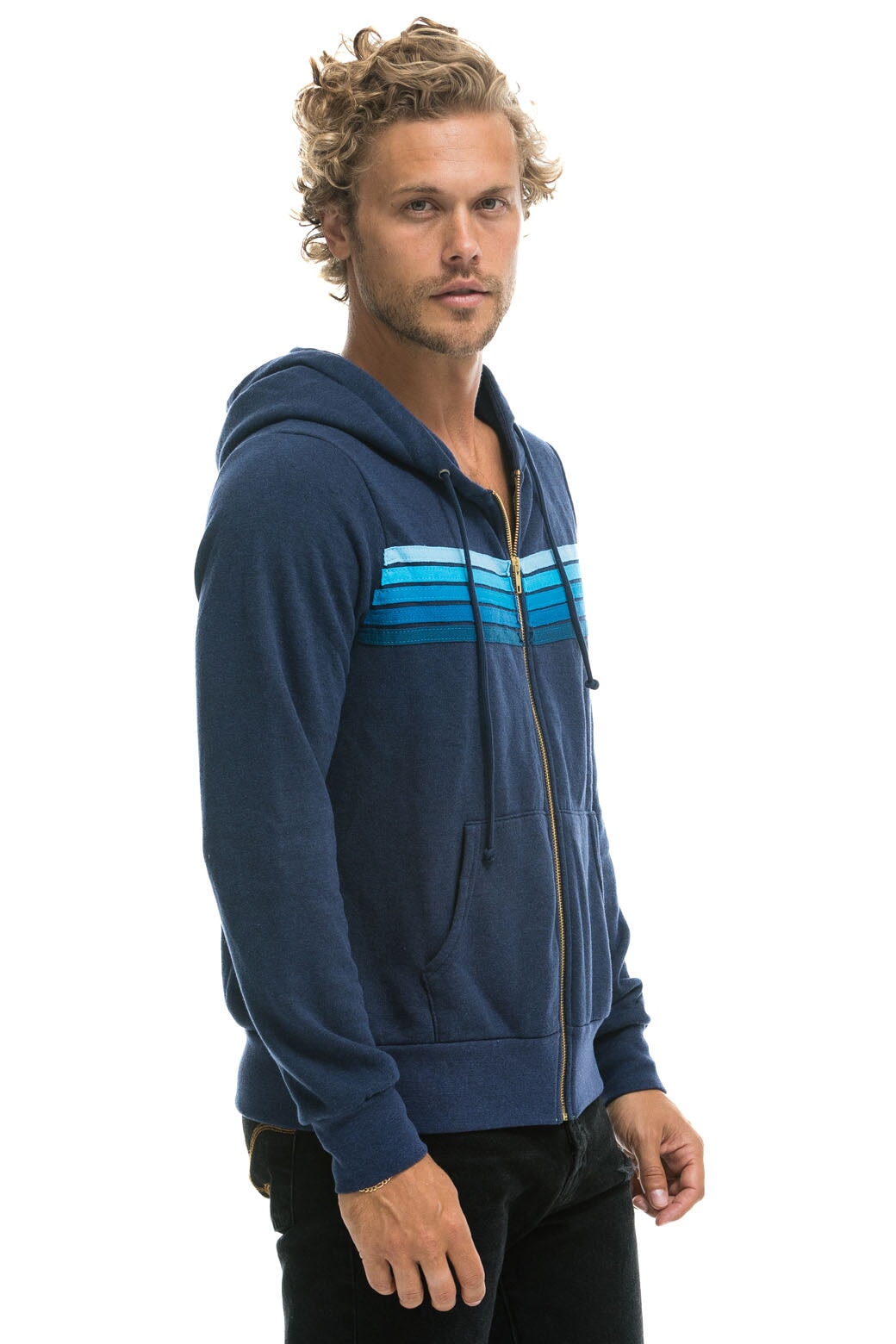 5 STRIPE HOODIE - NAVY // BLUE - Image 8