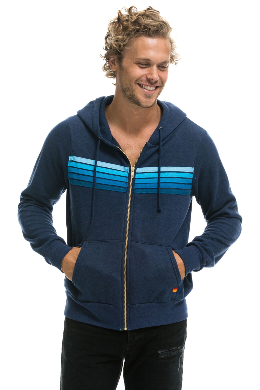 5 STRIPE HOODIE - NAVY // BLUE - Image 10