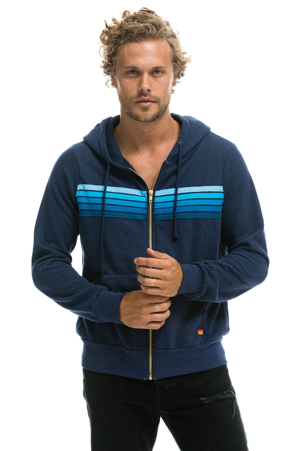 5 STRIPE HOODIE - NAVY // BLUE - Image 2