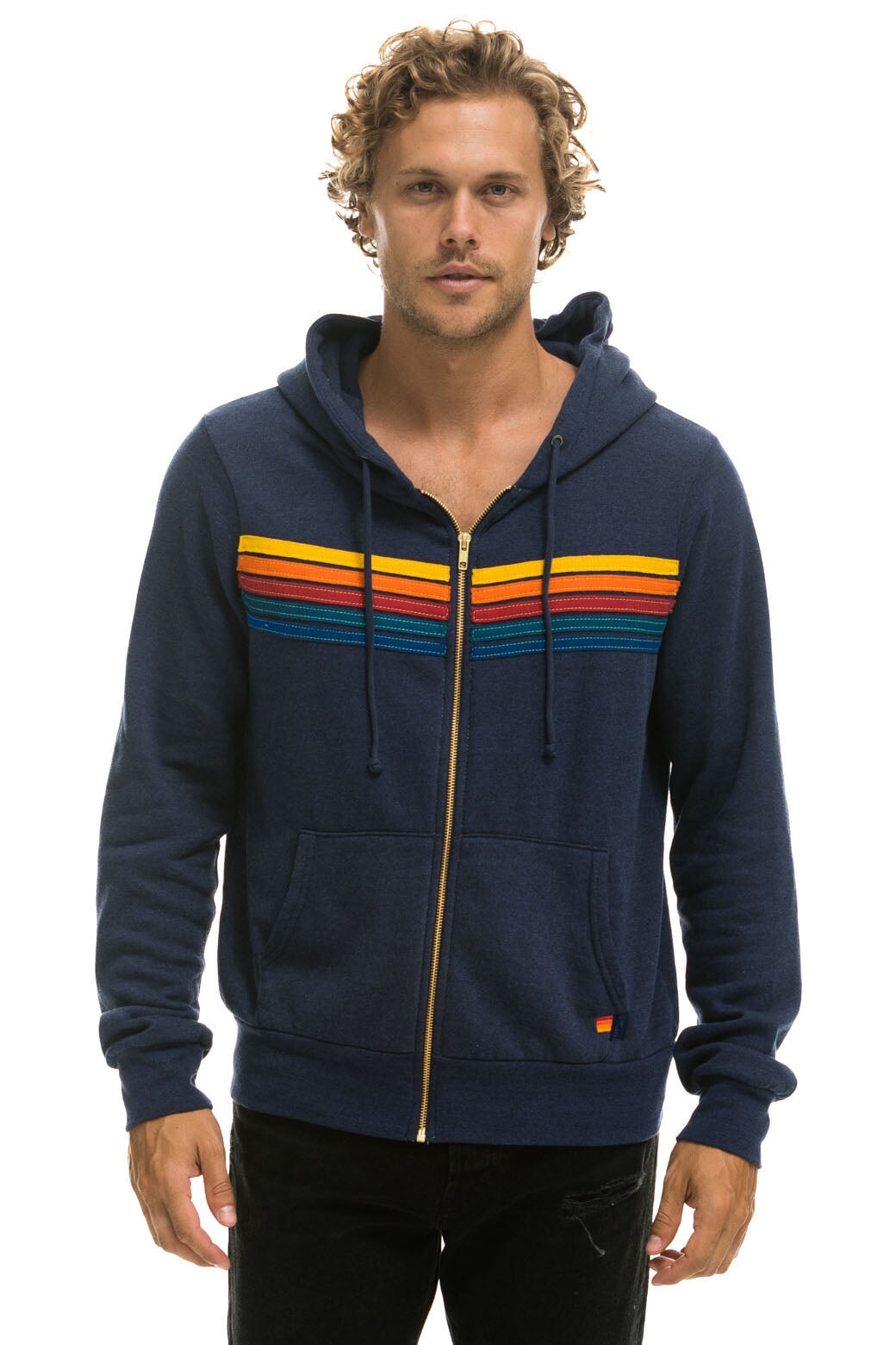 5 STRIPE HOODIE - NAVY - Image 2