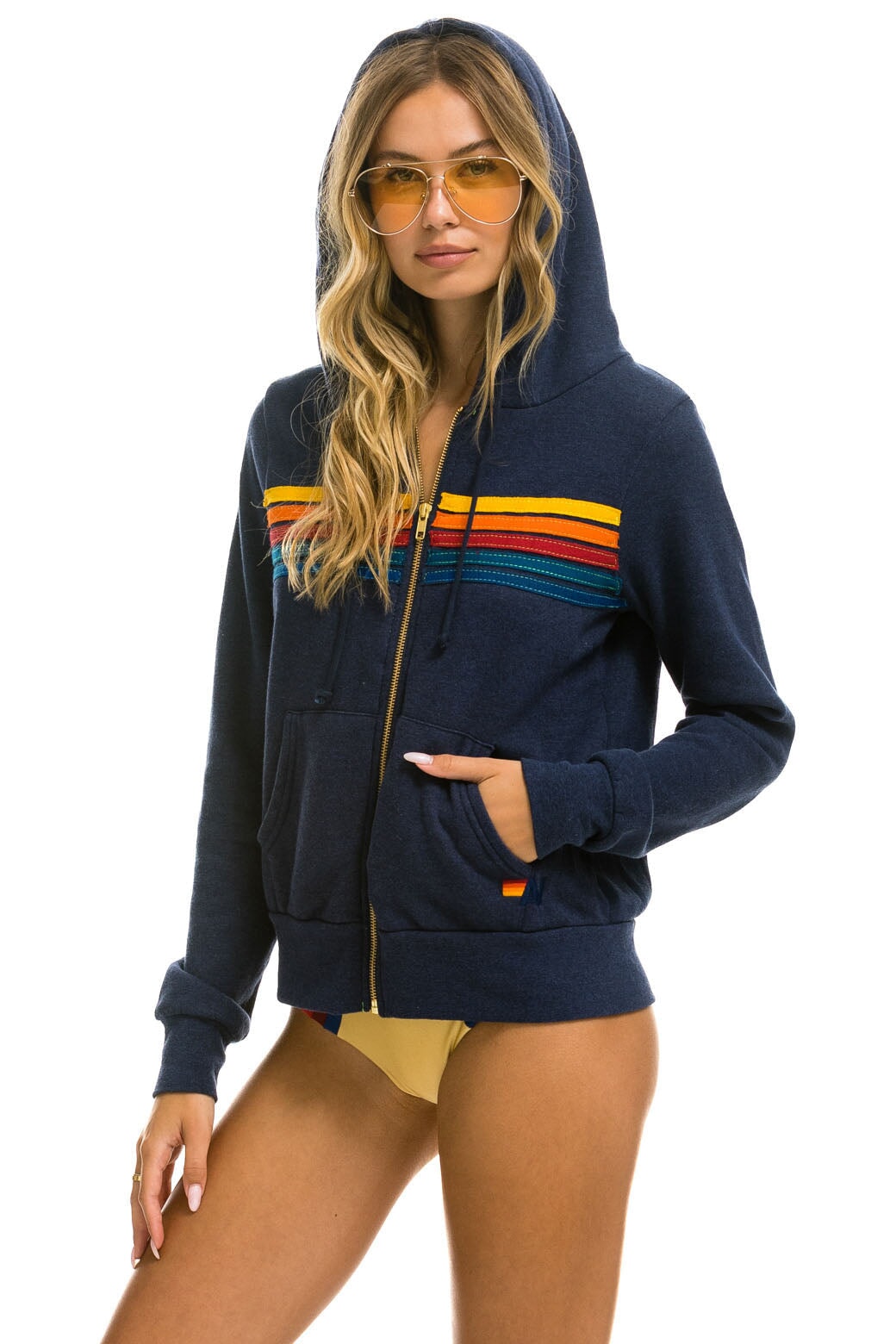 5 STRIPE HOODIE - NAVY - Image 3