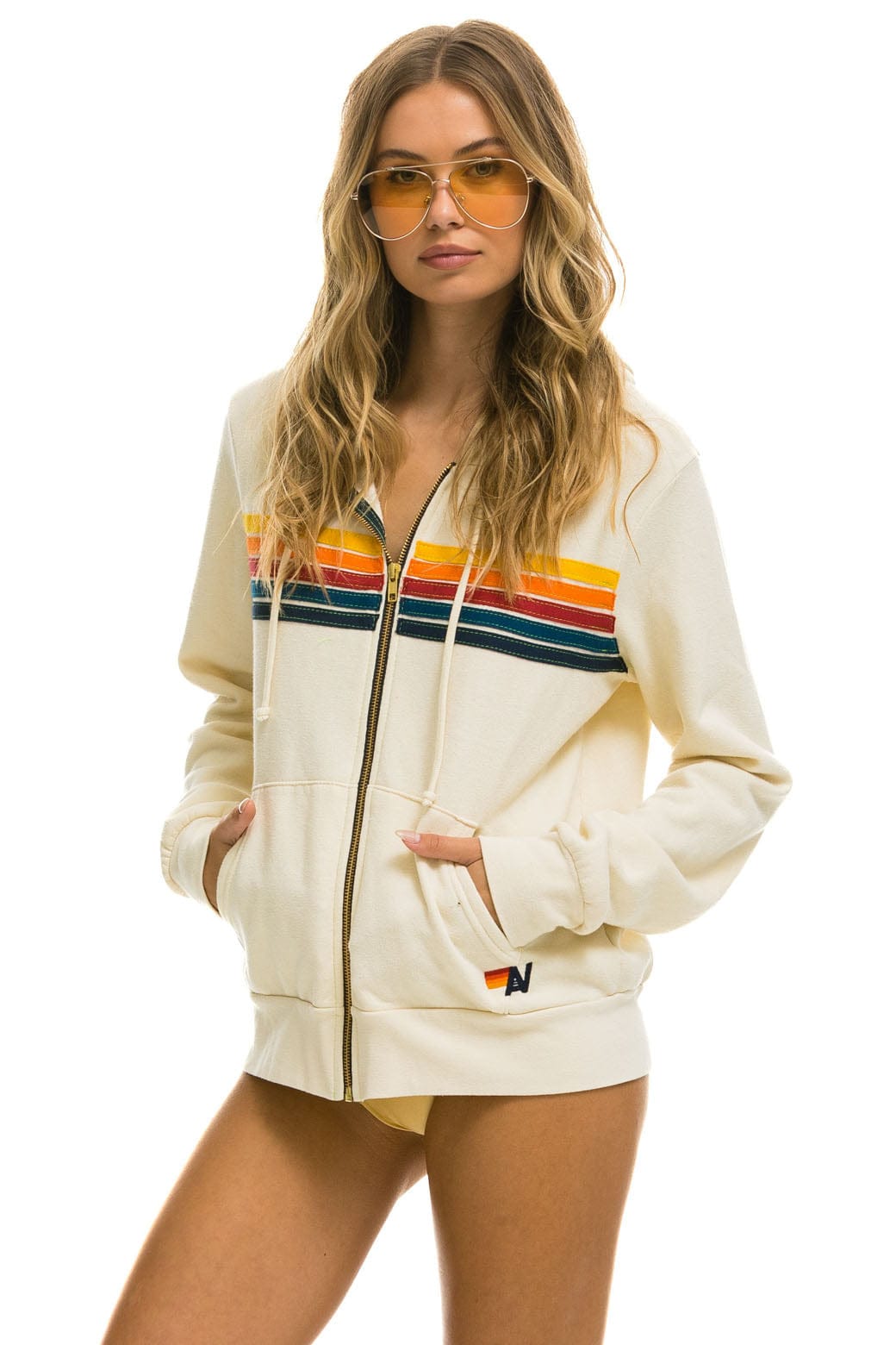 5 STRIPE HOODIE - VINTAGE WHITE - Image 5