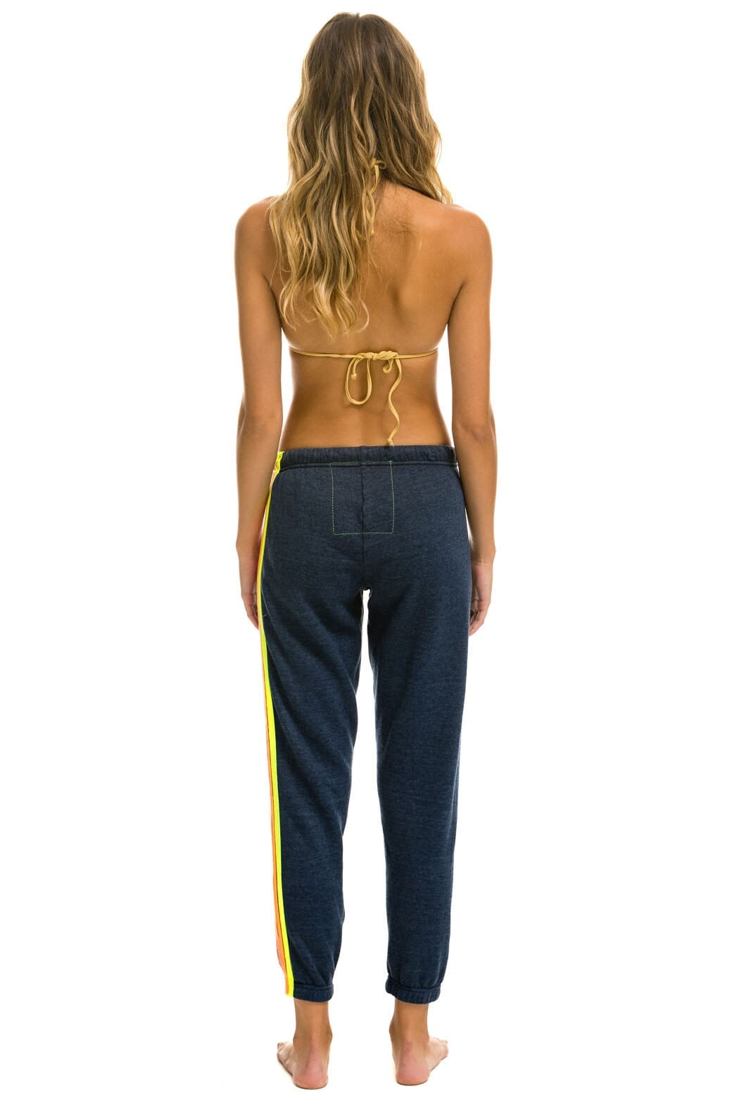 5 STRIPE SWEATPANTS - HEATHER NAVY // NEON RAINBOW - Image 4