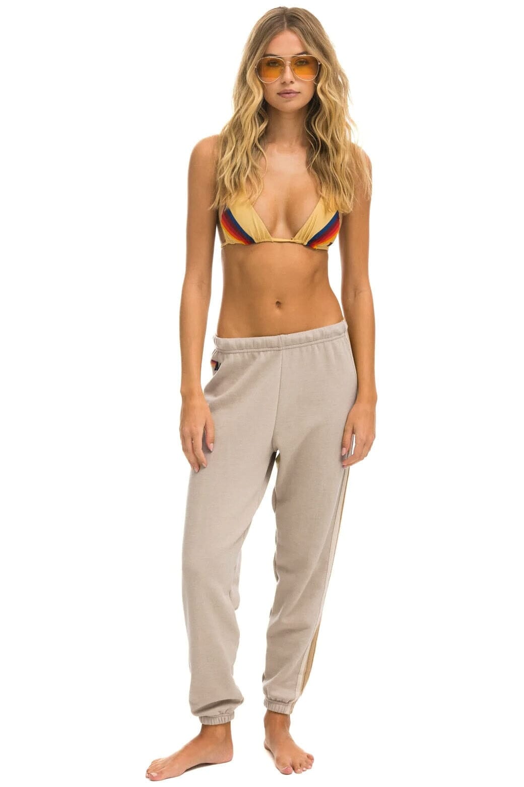 5 STRIPE SWEATPANTS - SAND // TAN - Image 2
