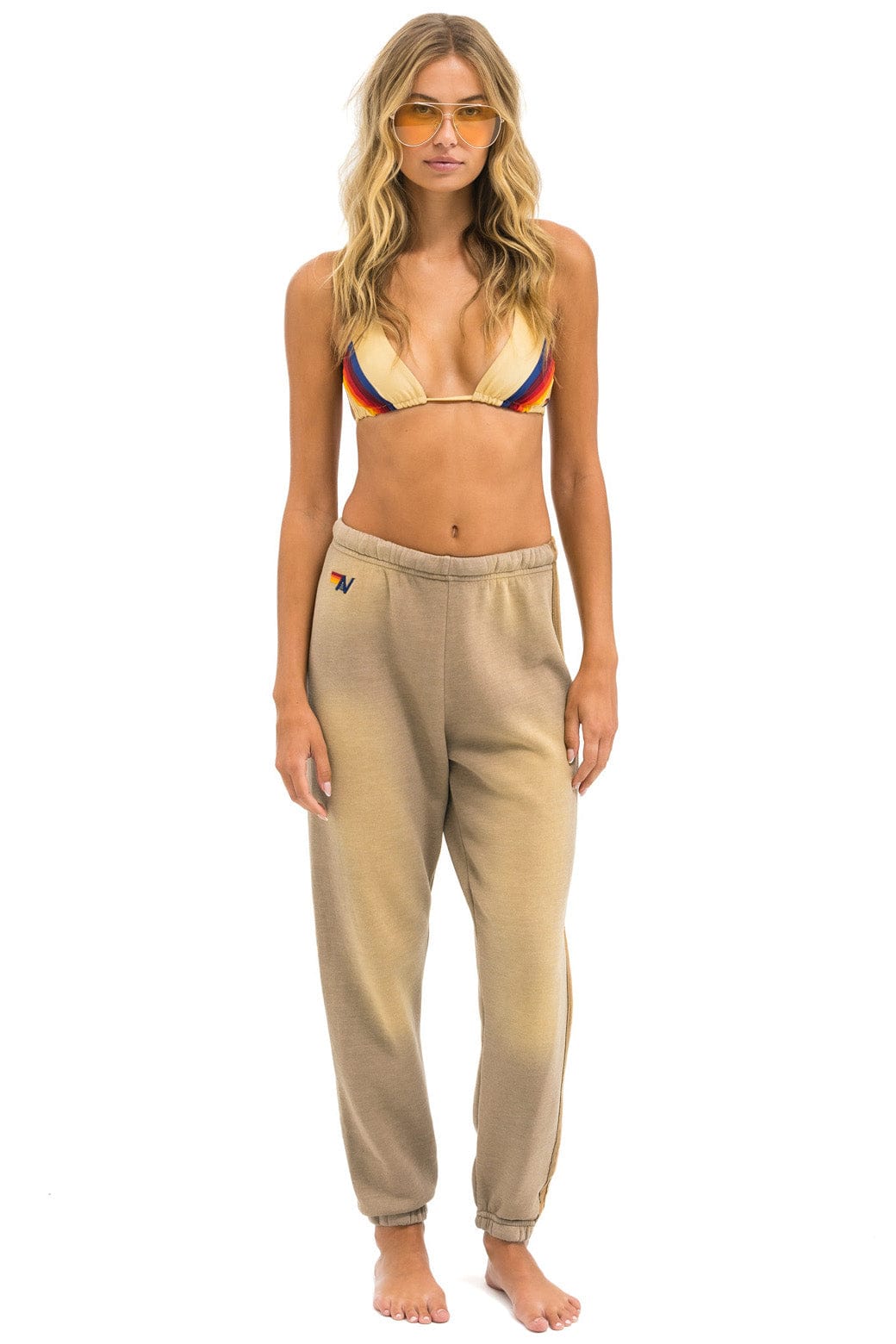 5 STRIPE SWEATPANTS - FADED TAN - Image 2