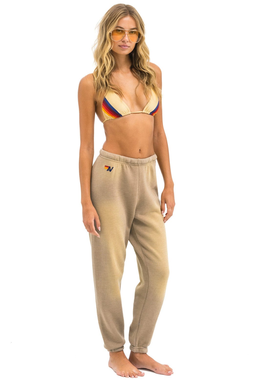 5 STRIPE SWEATPANTS - FADED TAN - Image 3