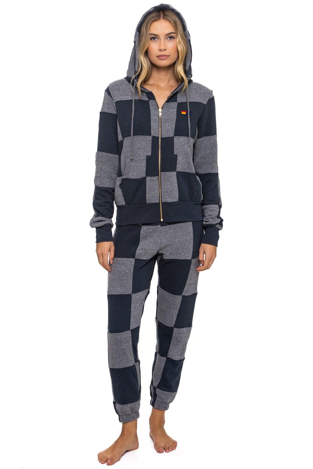 CHECK QUILT ZIP HOODIE - HEATHER // CHARCOAL - Image 9