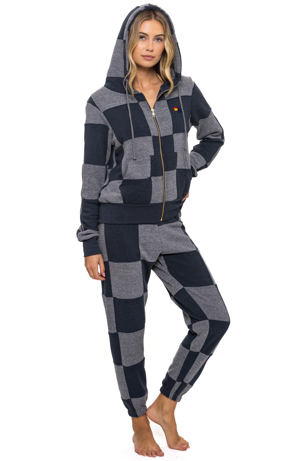 CHECK QUILT ZIP HOODIE - HEATHER // CHARCOAL - Image 10