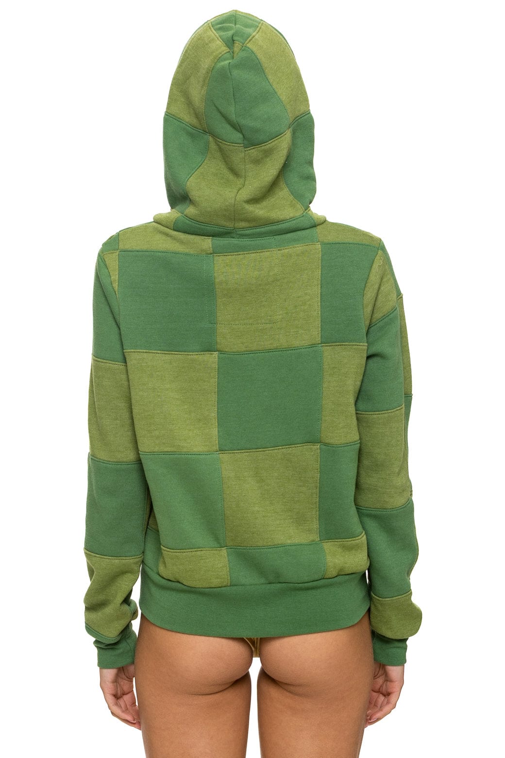 CHECK QUILT ZIP HOODIE - JUNGLE GREEN // PALM - Image 8