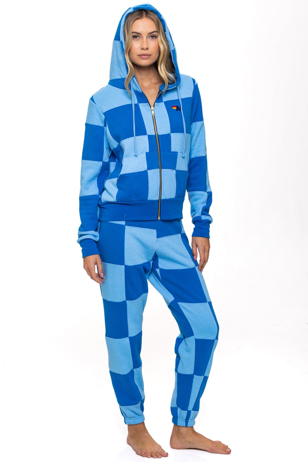 CHECK QUILT ZIP HOODIE - SKY // ADVENTURE BLUE - Image 3