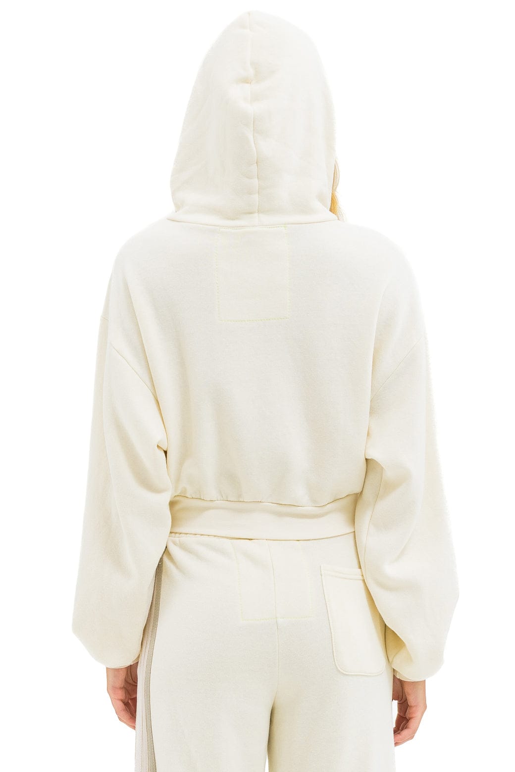 5 STRIPE CROPPED ZIP HOODIE RELAXED - VINTAGE WHITE // WHITE GREY - Image 5