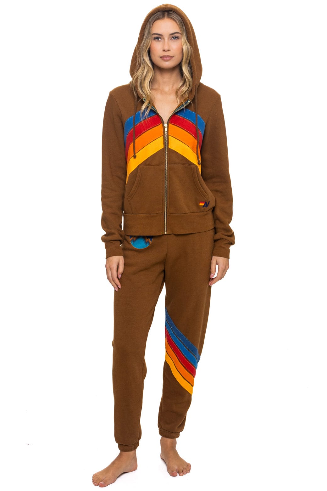 MOUNTAIN STITCH CHEVRON 4 ZIP HOODIE - CINNAMON - Image 3
