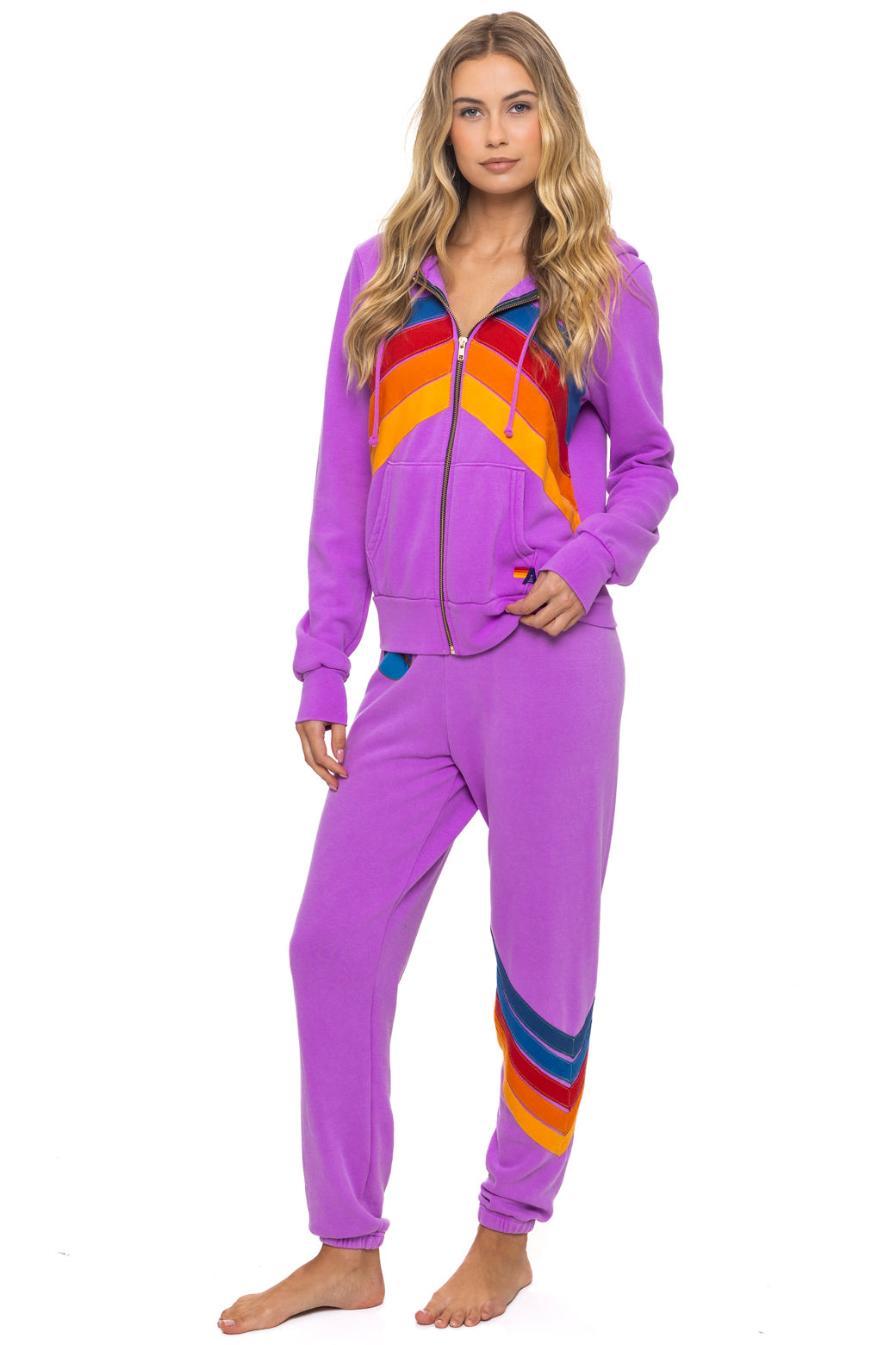 ALL SEASONS CIRCLE CHEVRON SWEATPANTS - NEON PURPLE - Image 4