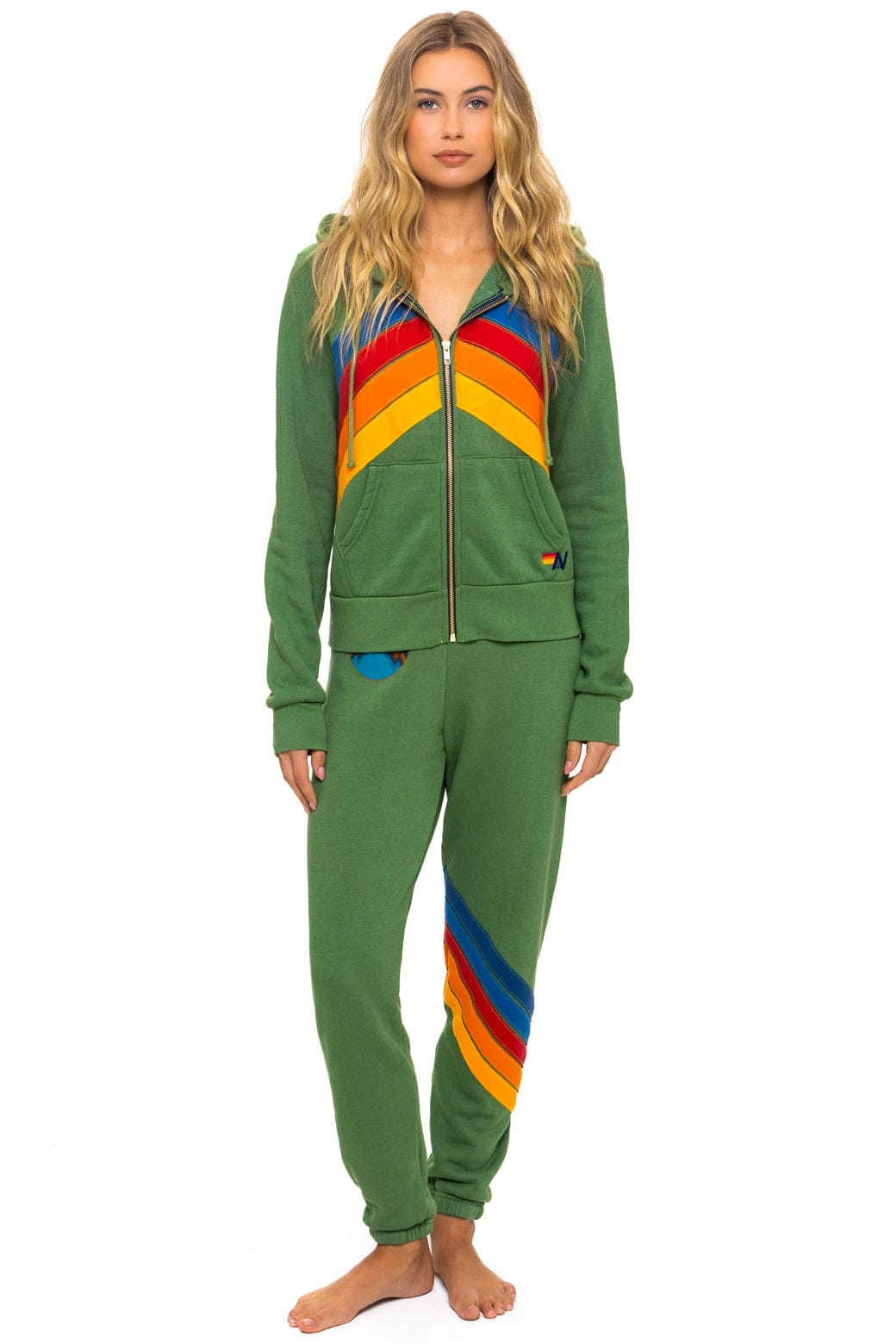MOUNTAIN STITCH CHEVRON 4 ZIP HOODIE - PALM - Image 3