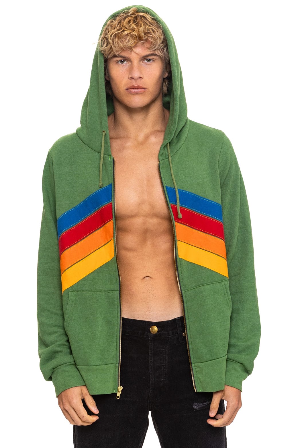 MOUNTAIN STITCH CHEVRON 4 ZIP HOODIE - PALM - Image 2