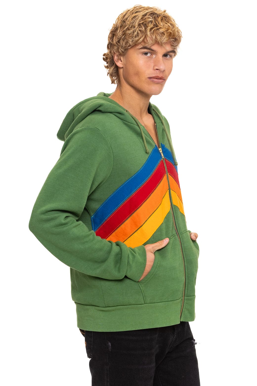 MOUNTAIN STITCH CHEVRON 4 ZIP HOODIE - PALM - Image 7