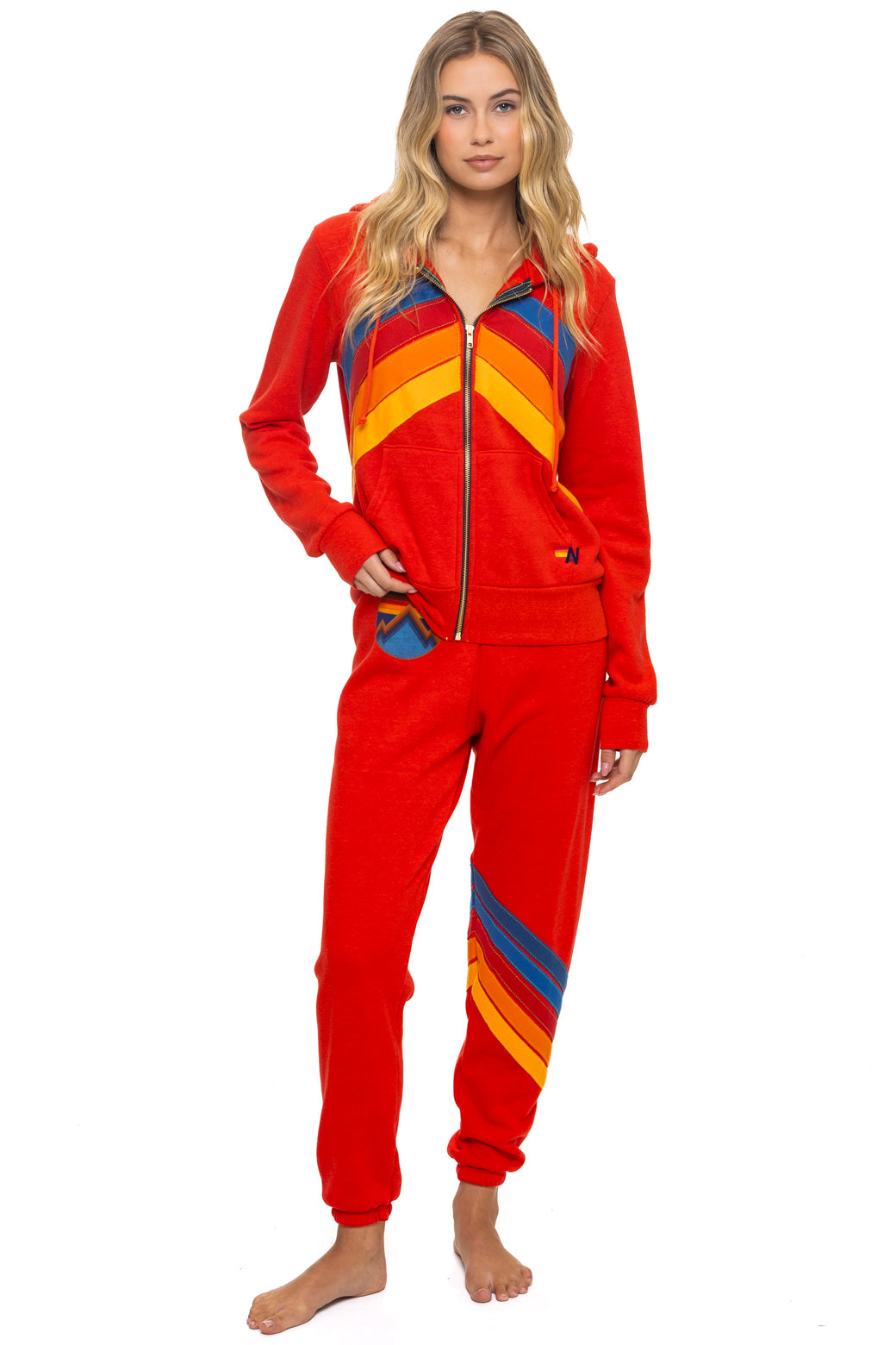 ALL SEASONS CIRCLE CHEVRON SWEATPANTS - RED - Image 2