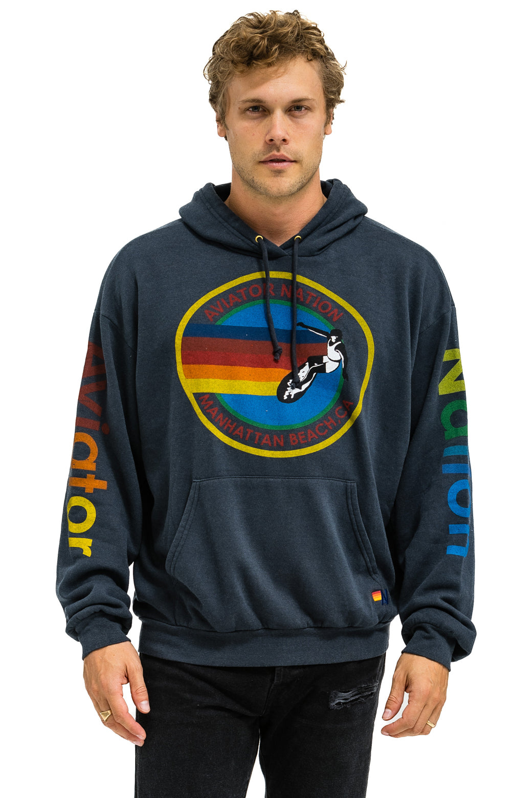 AVIATOR NATION MANHATTAN BEACH RELAXED PULLOVER HOODIE - CHARCOAL - Image 2