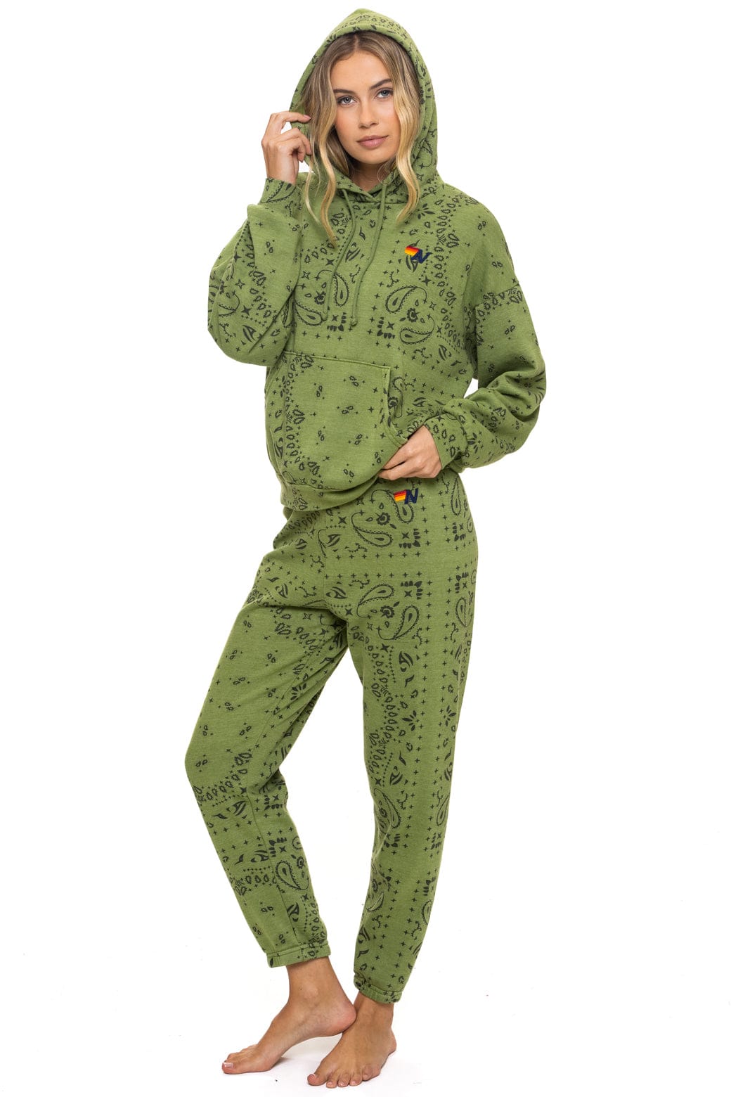 BANDANA RELAXED PULLOVER HOODIE - JUNGLE GREEN - Image 9