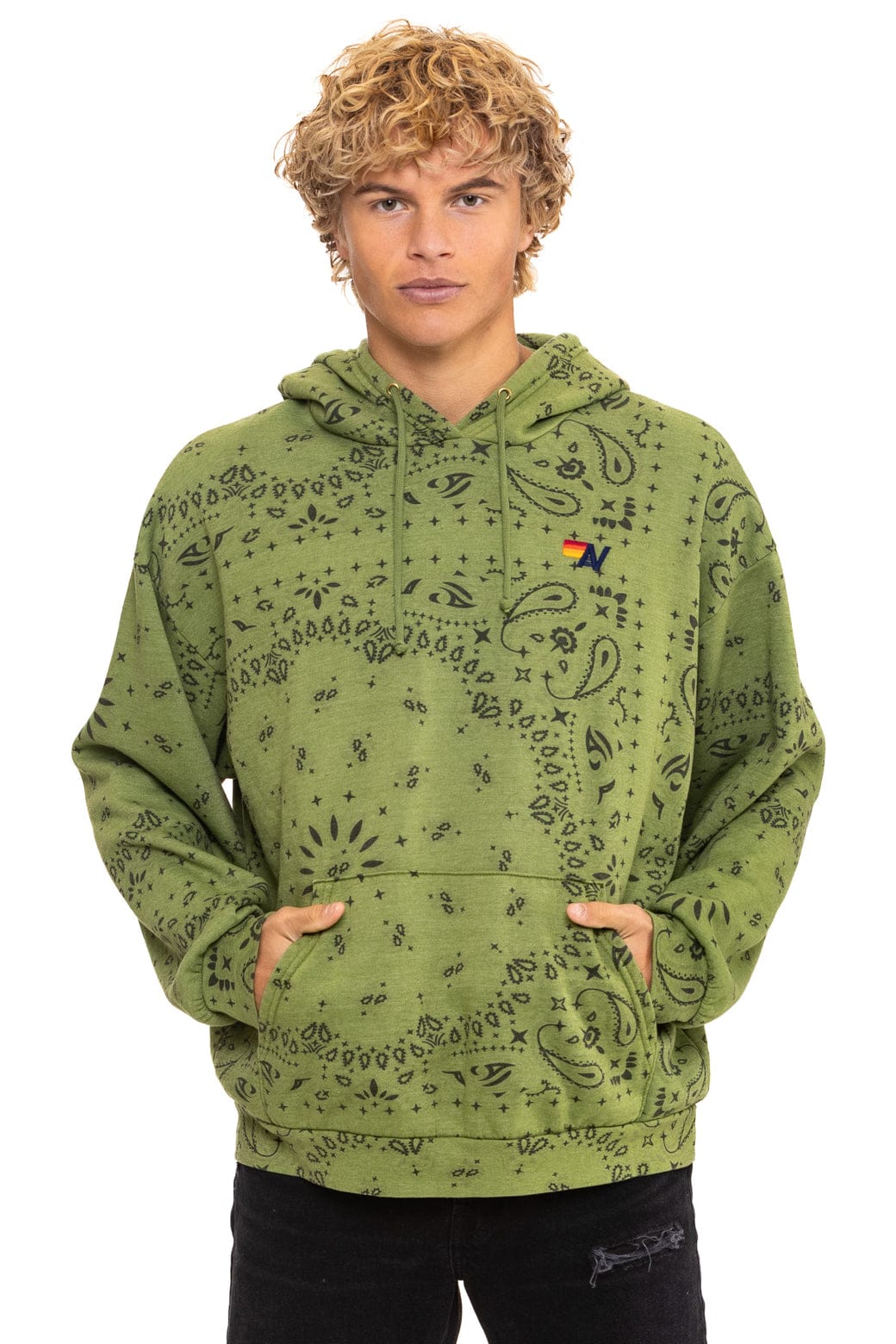 BANDANA RELAXED PULLOVER HOODIE - JUNGLE GREEN - Image 2