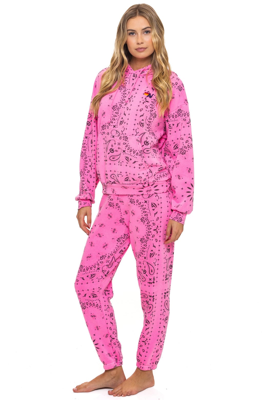 BANDANA RELAXED PULLOVER HOODIE - NEON PINK - Image 7