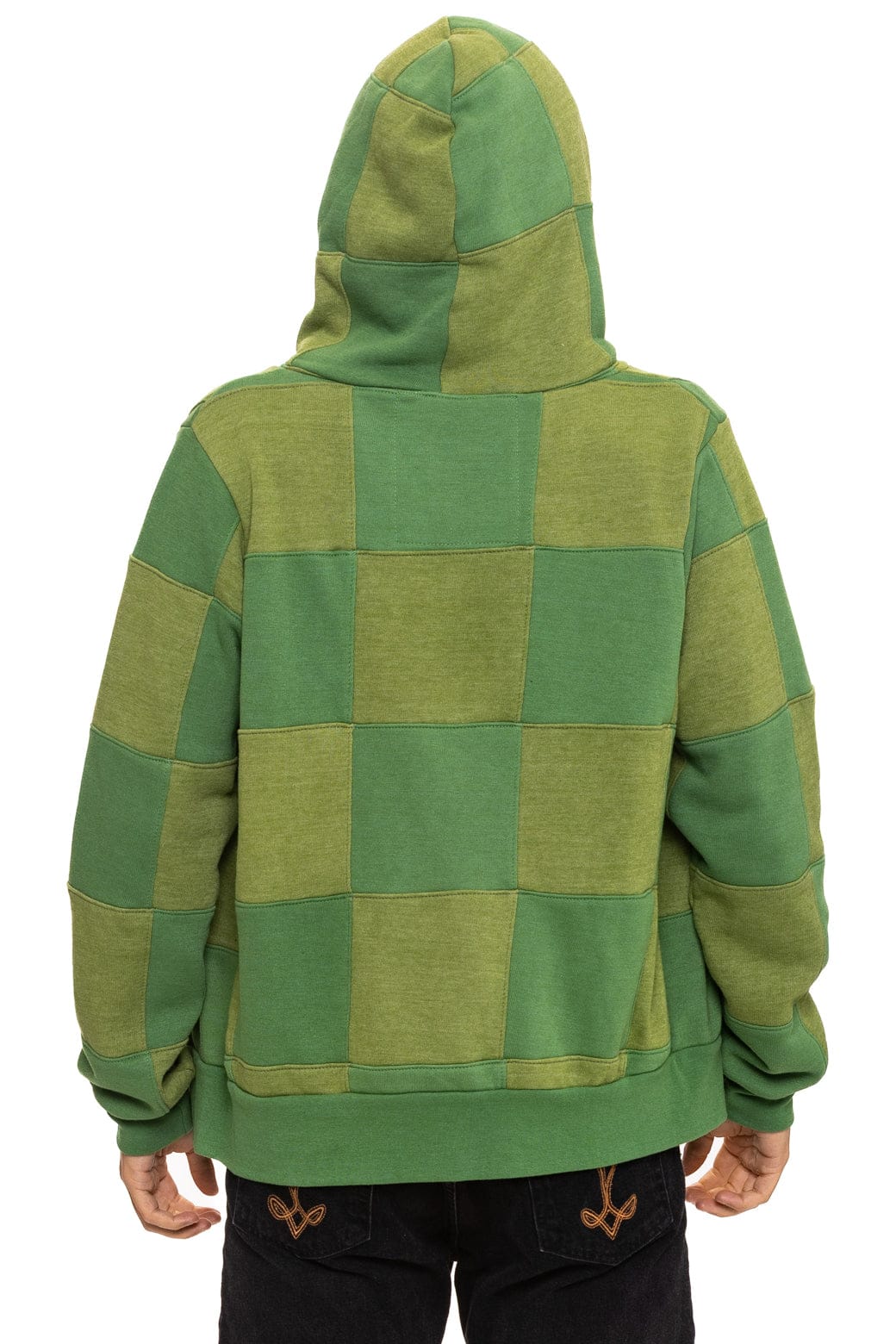 CHECK QUILT ZIP HOODIE - JUNGLE GREEN // PALM - Image 9