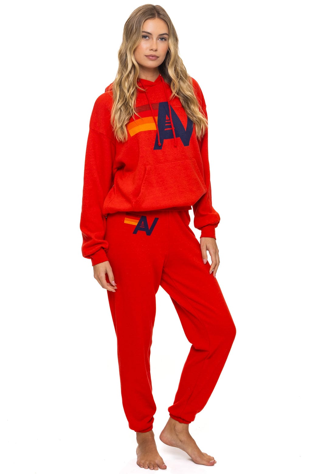 LOGO PULLOVER RELAXED HOODIE - RED - Image 11
