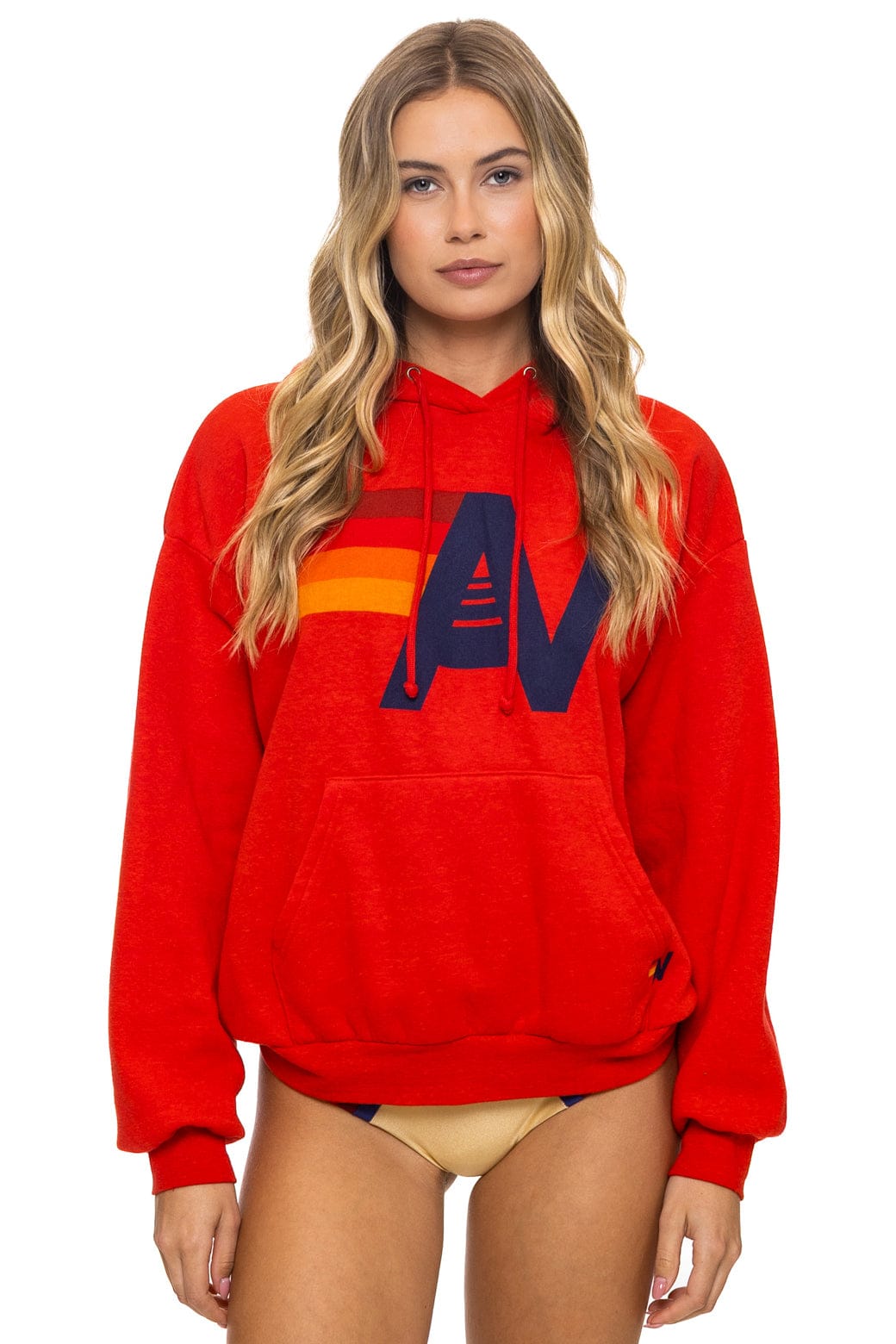 LOGO PULLOVER RELAXED HOODIE - RED - Image 5