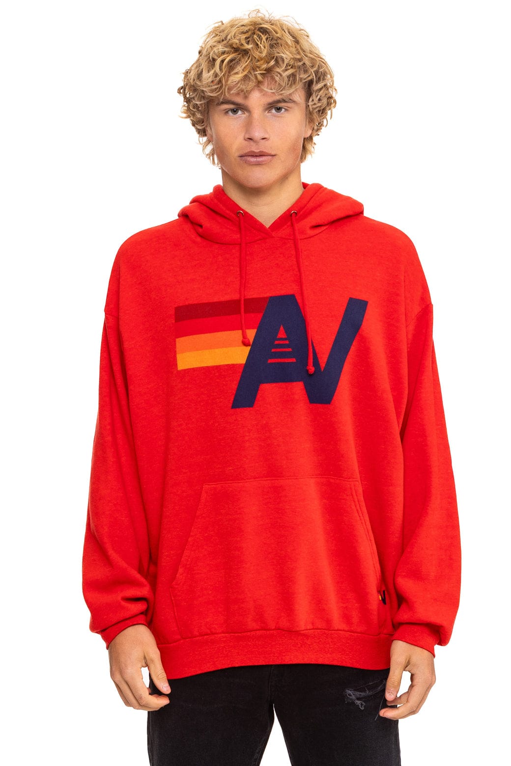 LOGO PULLOVER RELAXED HOODIE - RED - Image 6