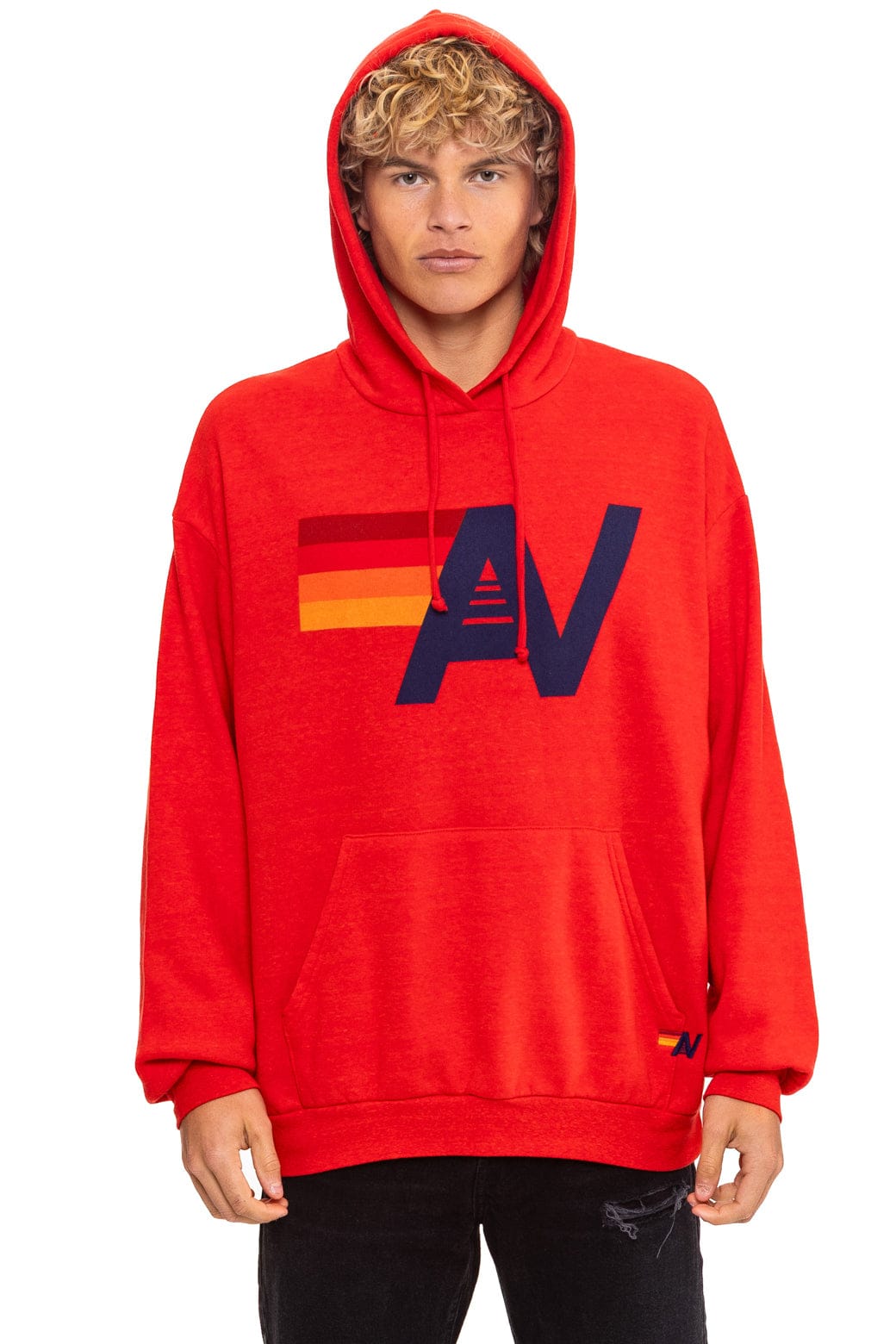 LOGO PULLOVER RELAXED HOODIE - RED - Image 2
