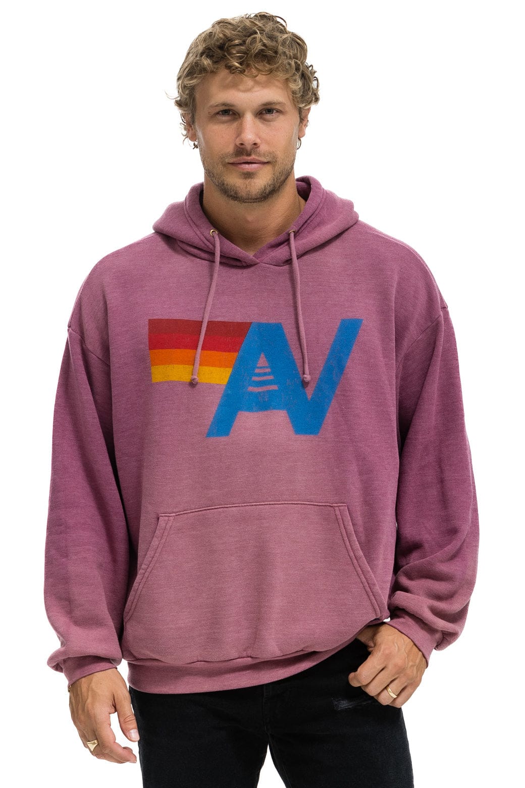 VINTAGE LOGO RELAXED PULLOVER HOODIE - FADED BERRY - Image 8