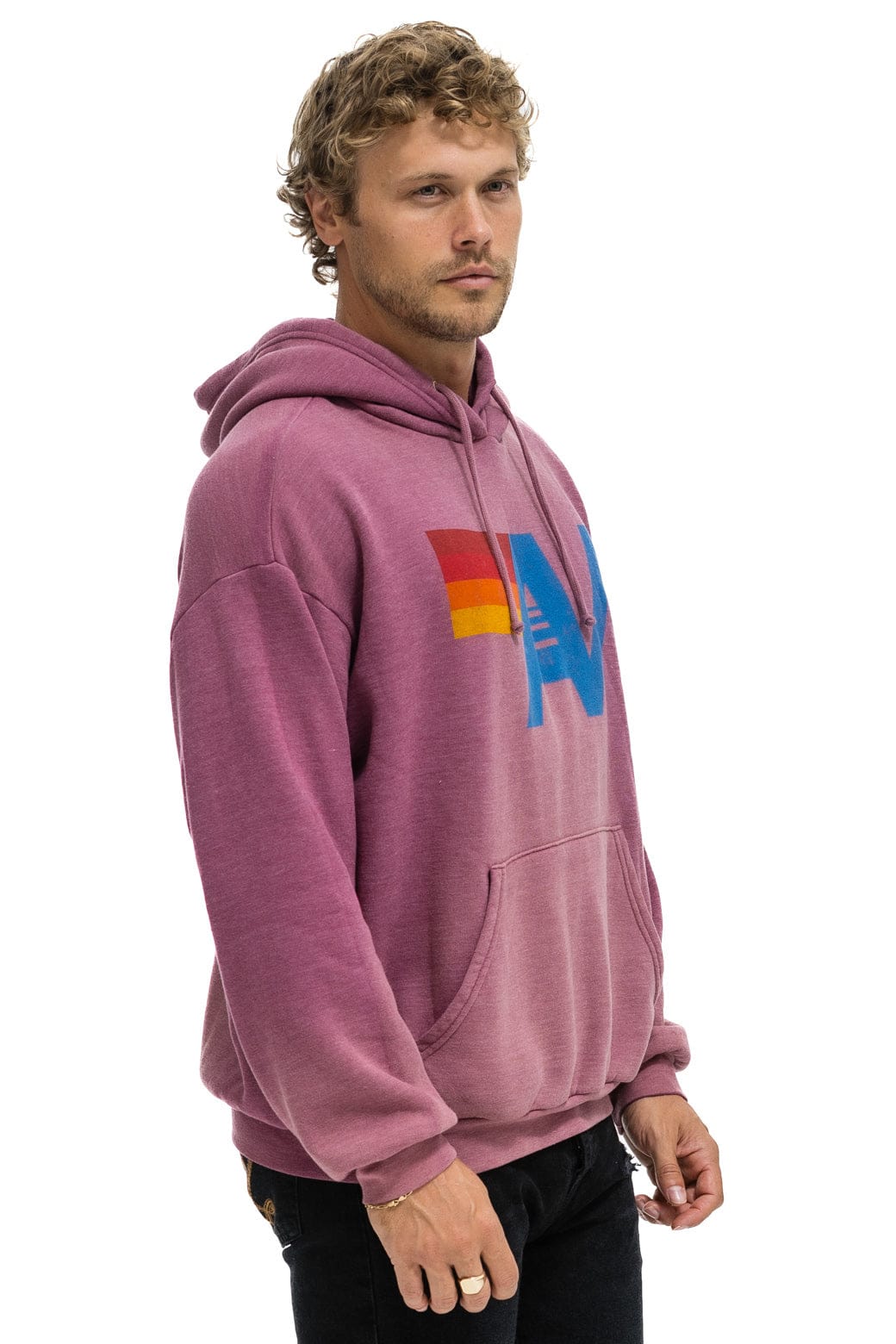 VINTAGE LOGO RELAXED PULLOVER HOODIE - FADED BERRY - Image 4