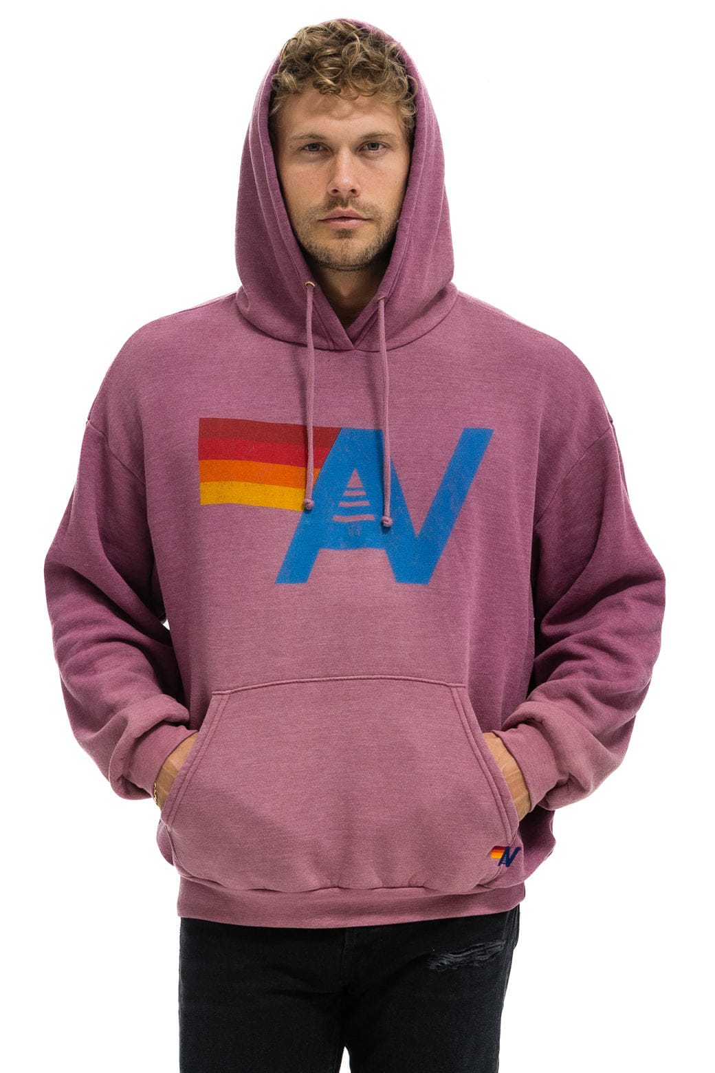 VINTAGE LOGO RELAXED PULLOVER HOODIE - FADED BERRY - Image 2