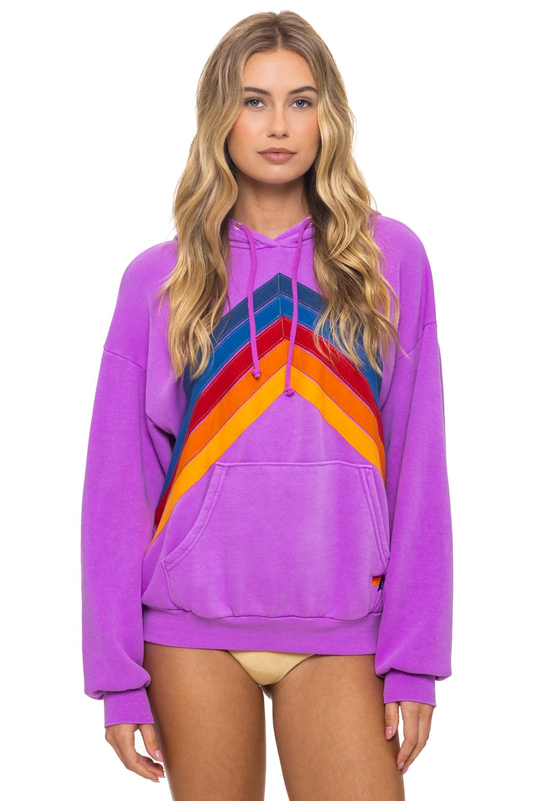 MOUNTAIN STITCH CHEVRON PULLOVER HOODIE RELAXED - NEON PURPLE - Image 4