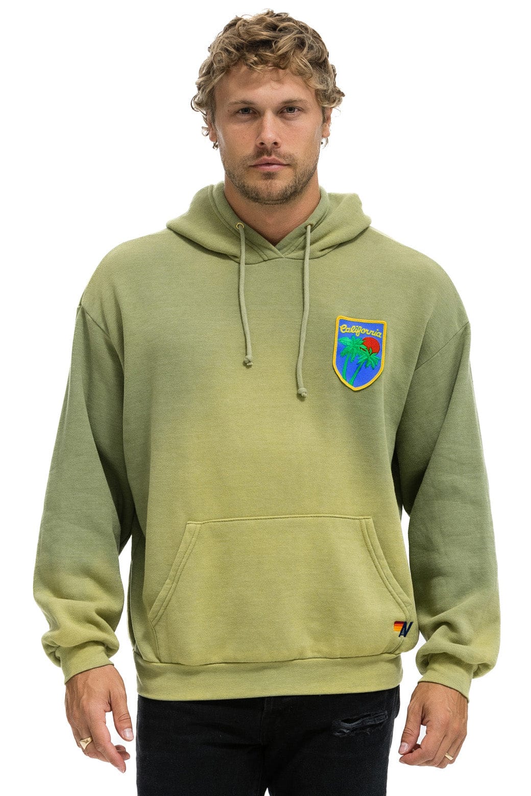 CALIFORNIA PALM PATCH PULLOVER RELAXED HOODIE - FADED ARMY - Image 2