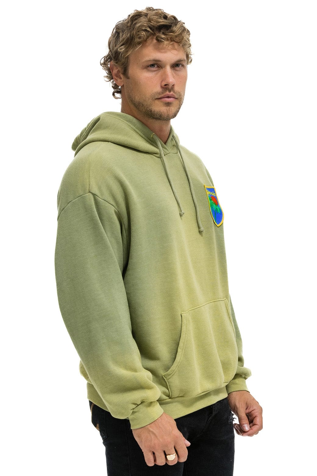 CALIFORNIA PALM PATCH PULLOVER RELAXED HOODIE - FADED ARMY - Image 6