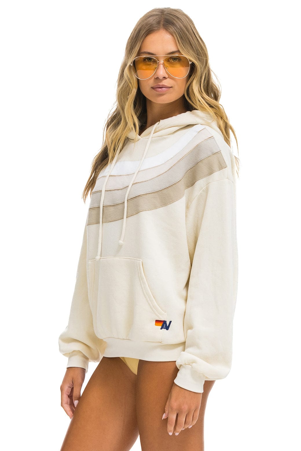 WAVE STRIPE 4 PULLOVER HOODIE RELAXED - VINTAGE WHITE // VINTAGE WHITE - Image 3