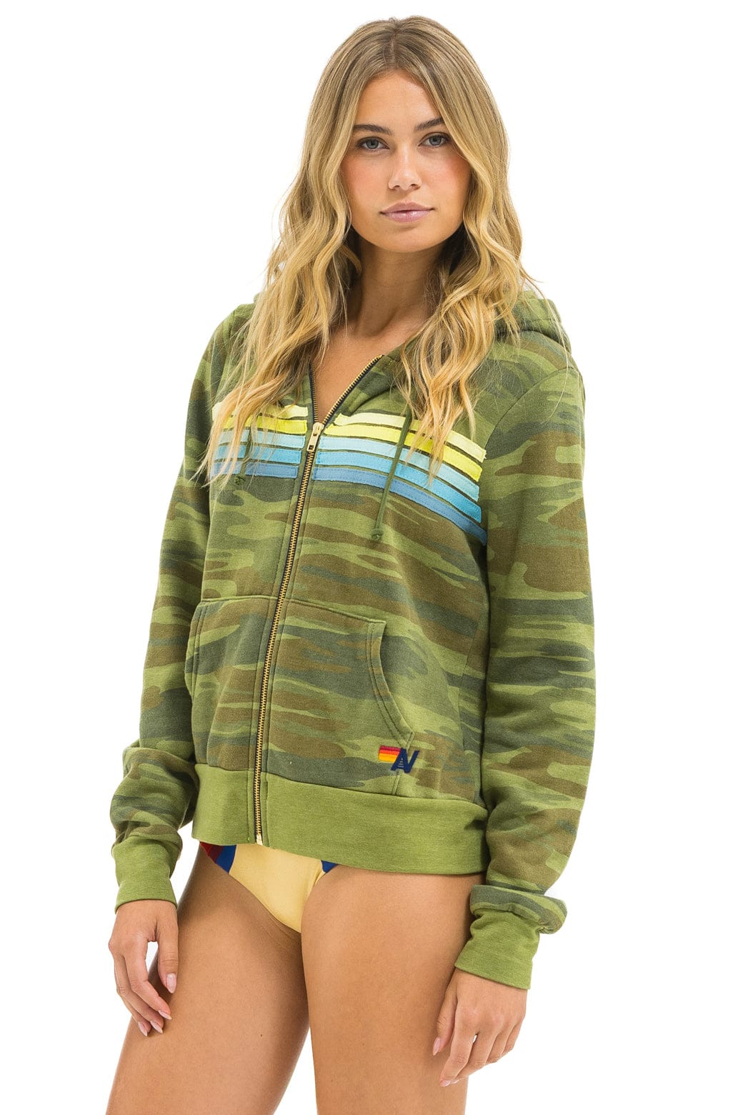 5 STRIPE HOODIE - CAMO // LIME AQUA - Image 5