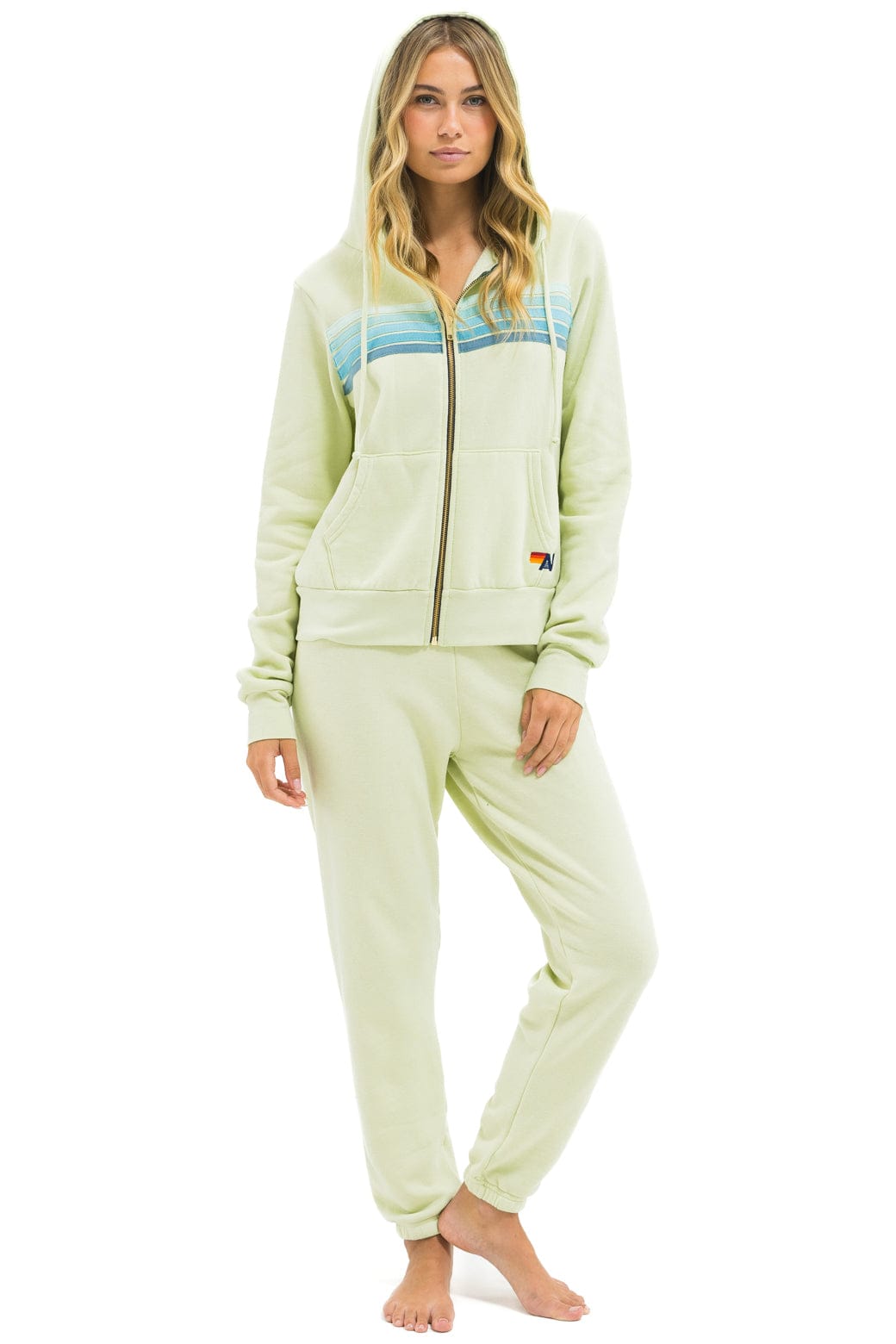 5 STRIPE SWEATPANTS - LIME CREAM // SEAFOAM - Image 6