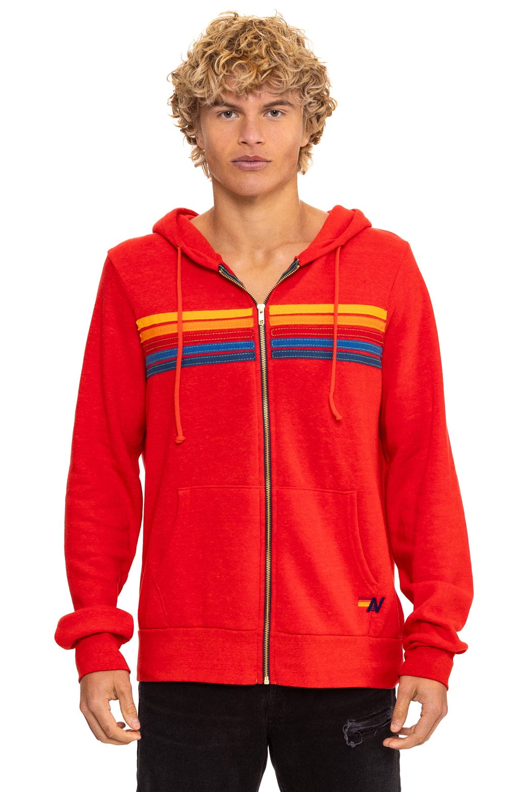 5 STRIPE HOODIE - RED - Image 2