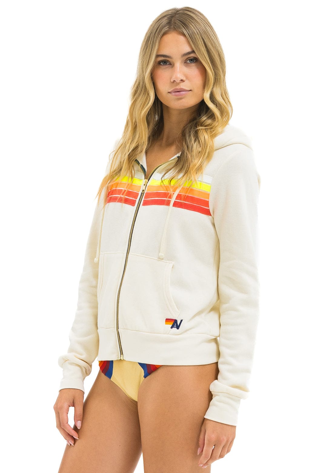 5 STRIPE HOODIE - VINTAGE WHITE // WHITE NEON - Image 7