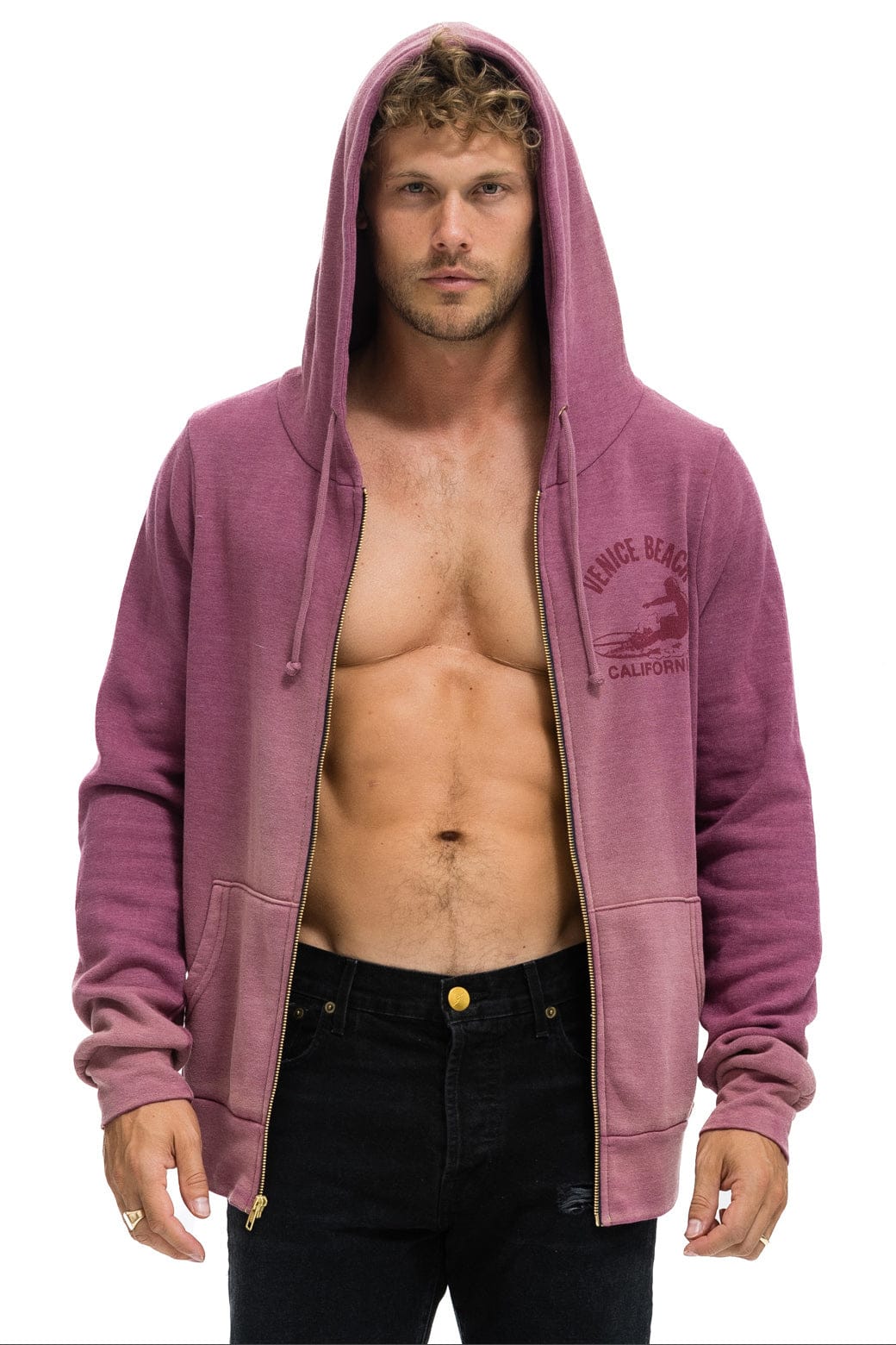 VENICE SURFER ZIP HOODIE - FADED BERRY - Image 2