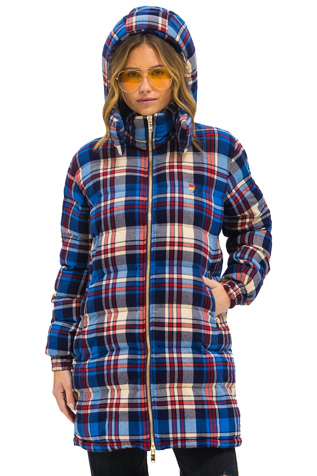 PLAID UNISEX LONG TREKKER JACKET - PATRIOT PLAID - Image 4