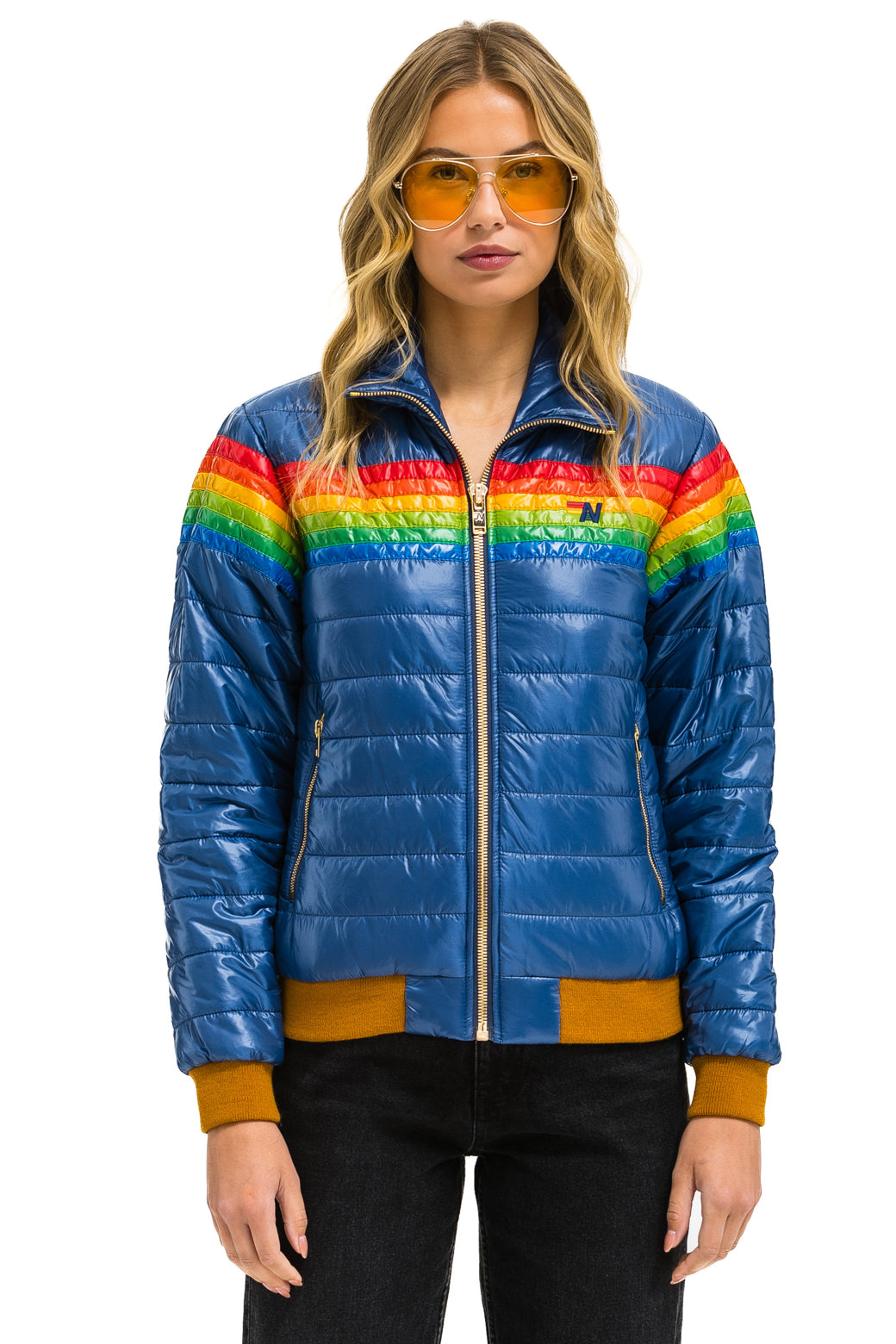 6 STRIPE JACKET - GLOSSY DEEP BLUE