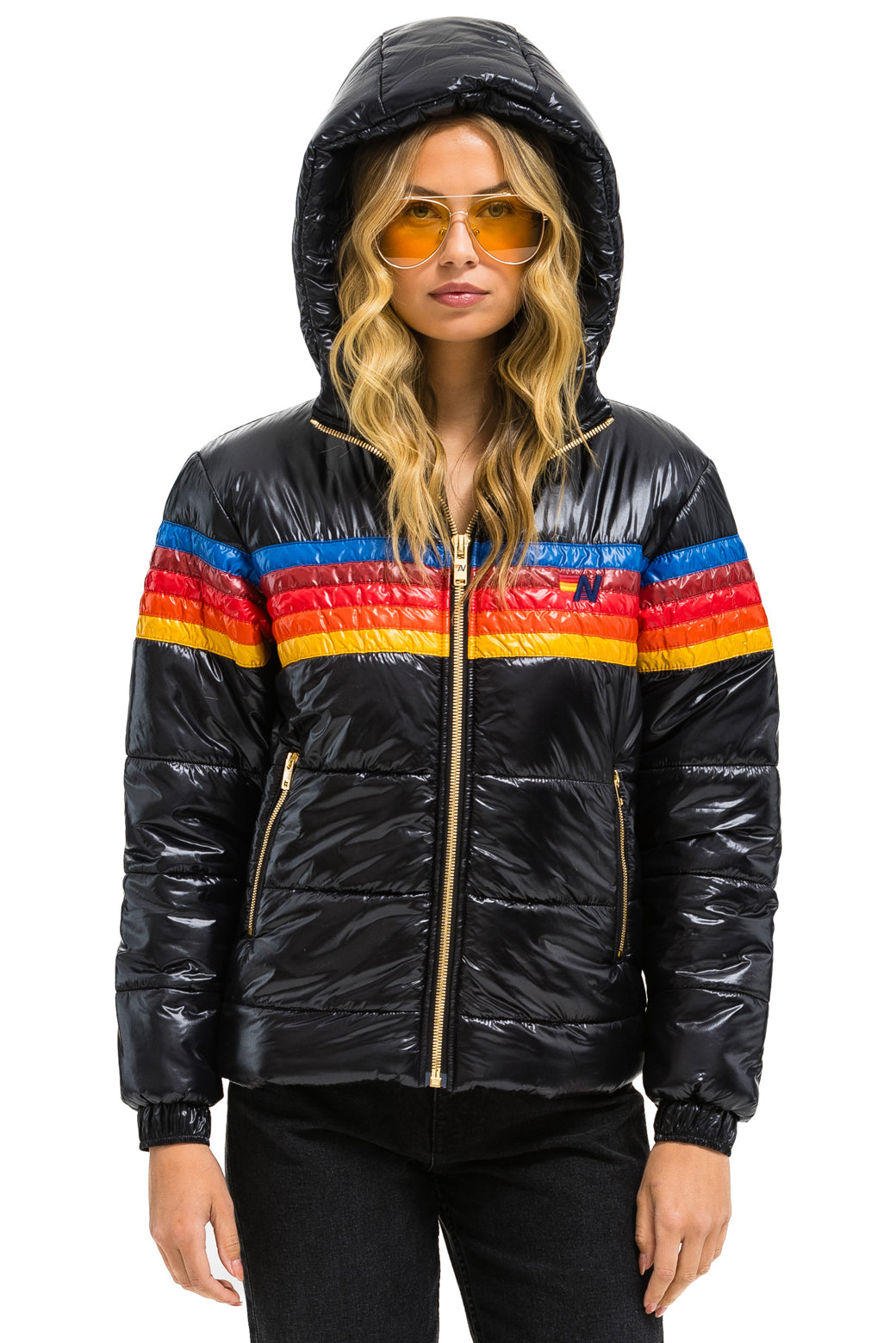 5 STRIPE TREKKER JACKET - GLOSSY BLACK - Image 3