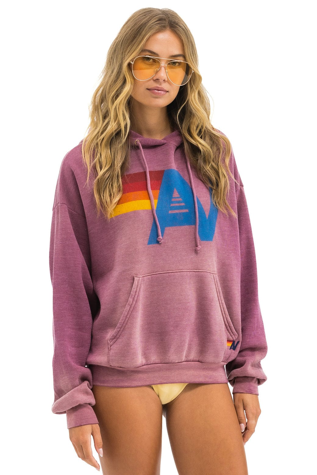 VINTAGE LOGO RELAXED PULLOVER HOODIE - FADED BERRY - Image 3