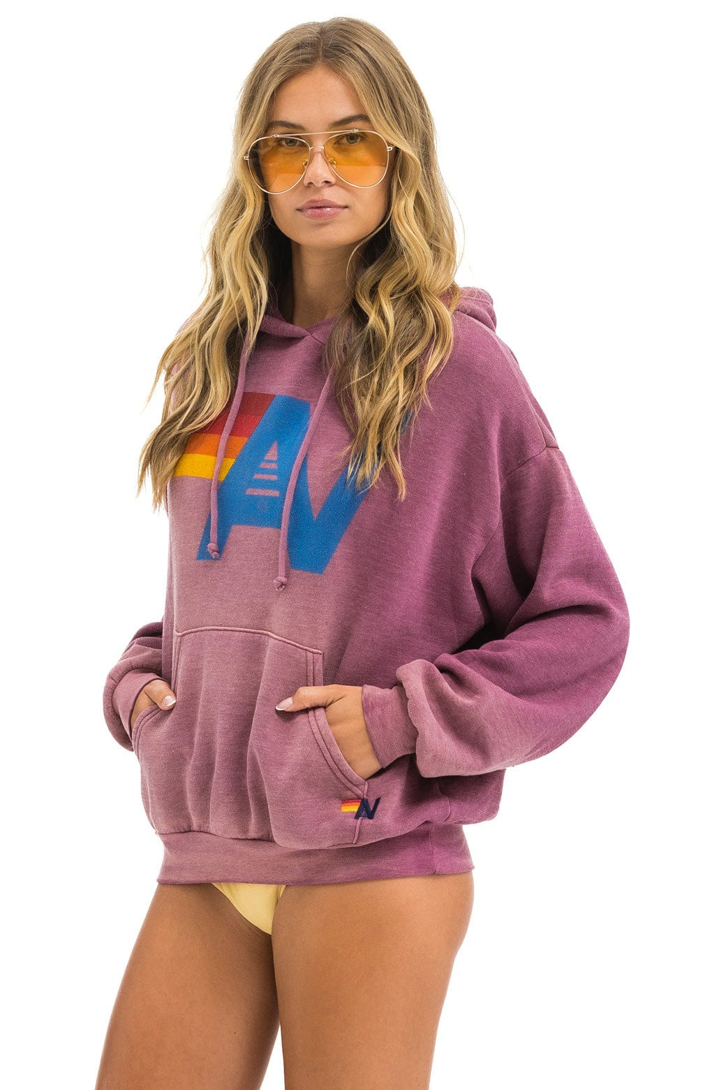 VINTAGE LOGO RELAXED PULLOVER HOODIE - FADED BERRY - Image 7
